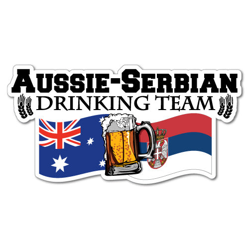 Aussie Serbian Drinking Team Flag Beer Sticker