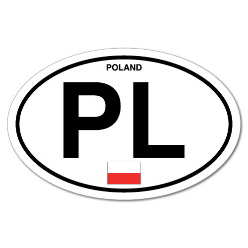 Pl Poland Polish Country Code Oval Sticker