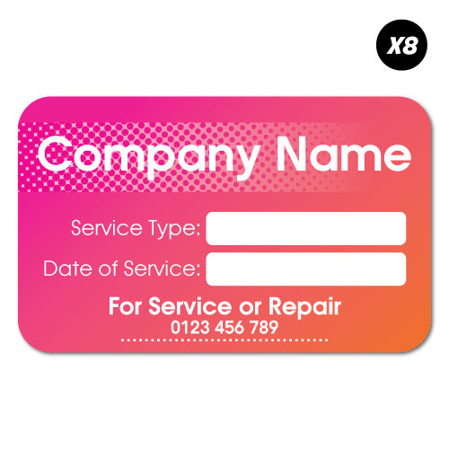 8X Custom Name Tel Service Repair Pink Sticker | Service Due Stickers ...