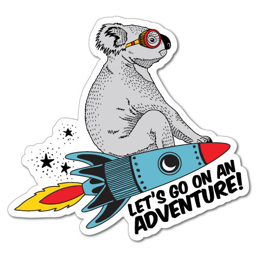 Flying Rocket Koala Adventure Funny Sticker