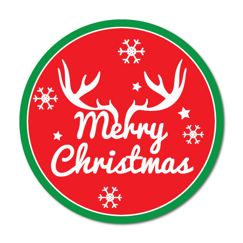 Merry Christmas Horn Xmas Gift Present Label Stickers