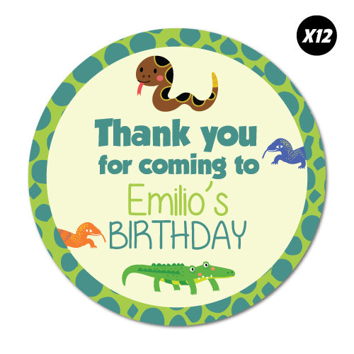 12X Custom Name Birthday Thank You Lizard Reptile Sticker