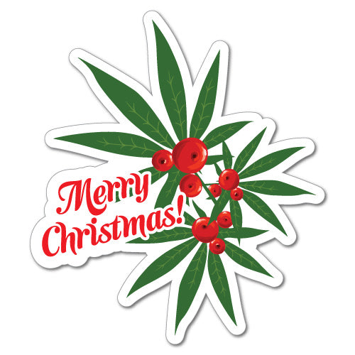 Weed Christmas Holly Leaf Xmas Funny Sticker