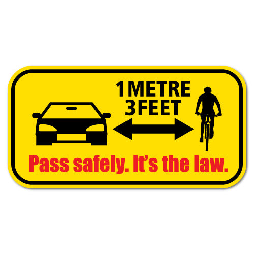 Pass Safely Cyclist Bicycle Car Distance Driving Sticker