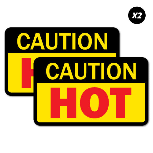 2 X Caution Hot Ohs Sticker
