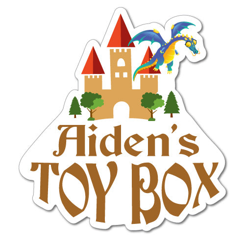 Custom Kid'S Name Toy Box Dragon Castle Sticker