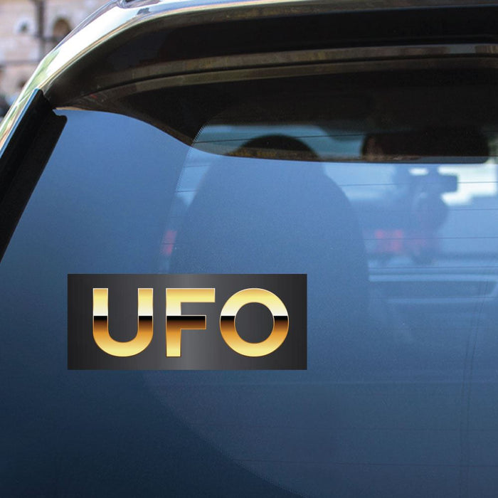 Ufo Golden Text Sticker Decal