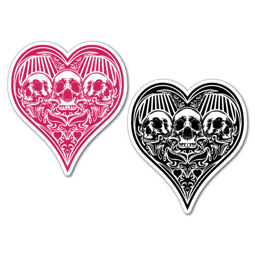 2X Skull Ornate Heart Gothic Sticker