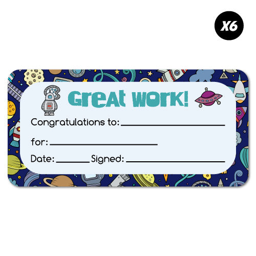 6X Reward Certificate Space School Stationery Sticker