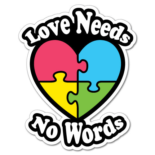 Autism Heart Love Needs No Words Sticker