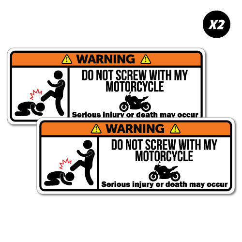 2X Warning Motorcycle Motorbike Sticker