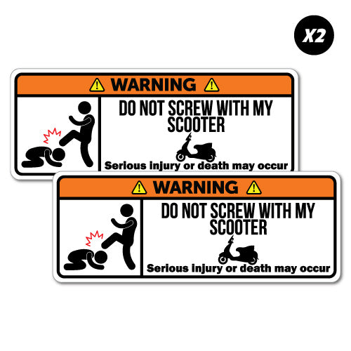 2X Warning Scooter Motorcycle Motorbike Sticker
