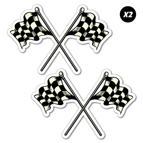 2X Racing Checkered Flags Vintage Sticker