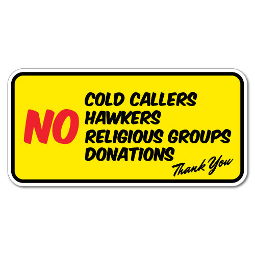 No Cold Callers Hawkers Religious Group Door Sticker