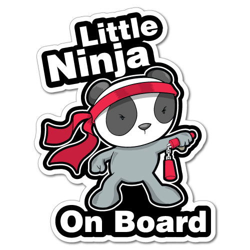 Little Ninja On Board Panda Sticker