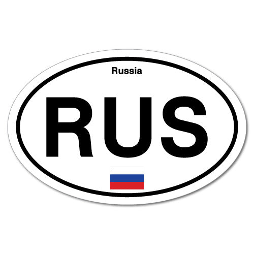 Rus Russia Country Code Oval Sticker