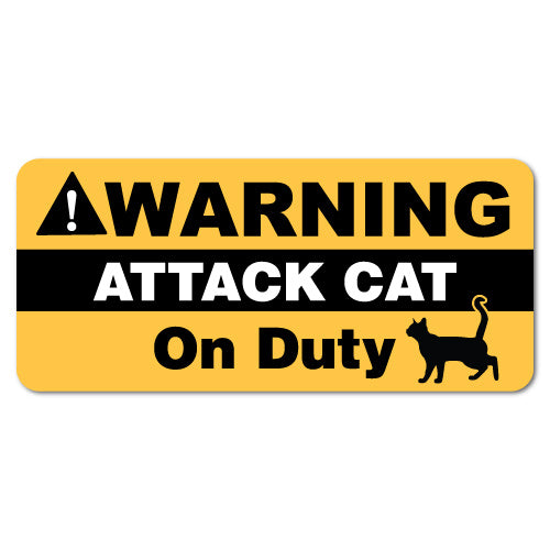 Warning Attack Cat On Duty Pet Sticker