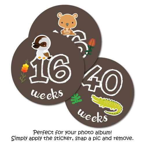 Pregnancy Belly Photo Aussie Animals Scrapbook Label Stickers