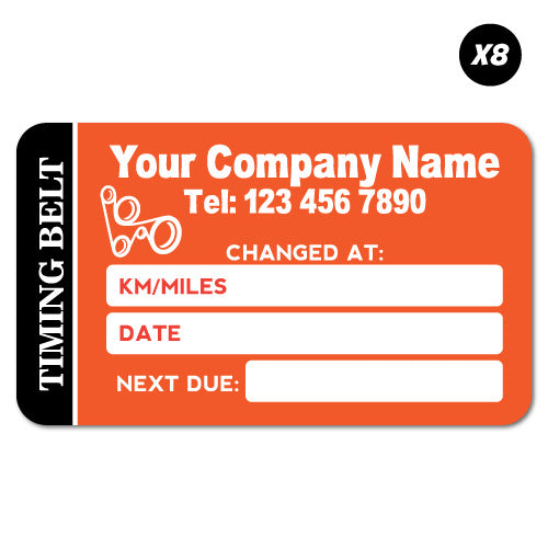 8X Custom Company Name Timing Belt Service Due Car Sticker