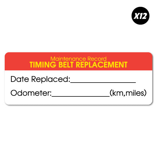 Engine Timing Sticker 12X Timing Belt Replacement Record Service Sticker | Service Due ...