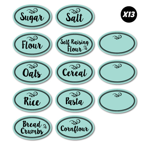 13X Kitchen Pantry Jar Labels Essentials Sticker