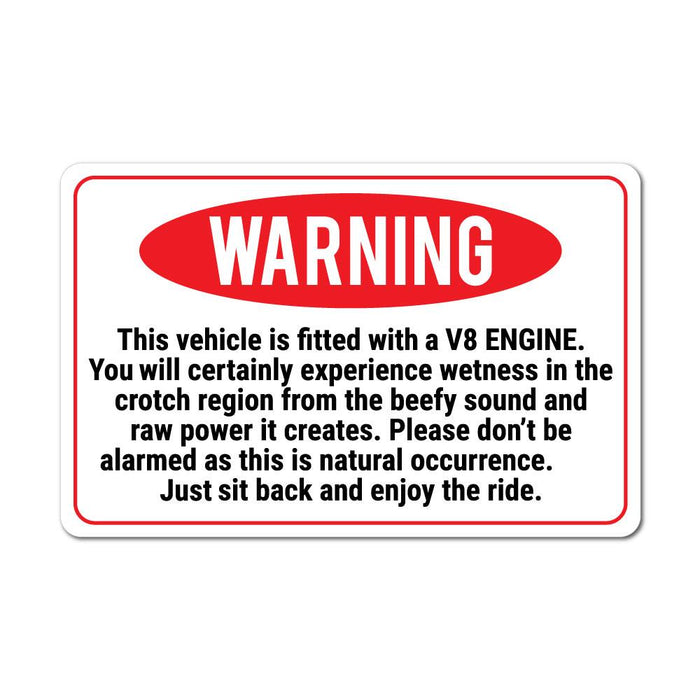 Warning V8 Funny Sticker Decal