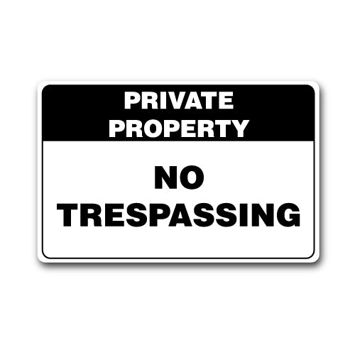 Private Property No Trespassing Sticker Black
