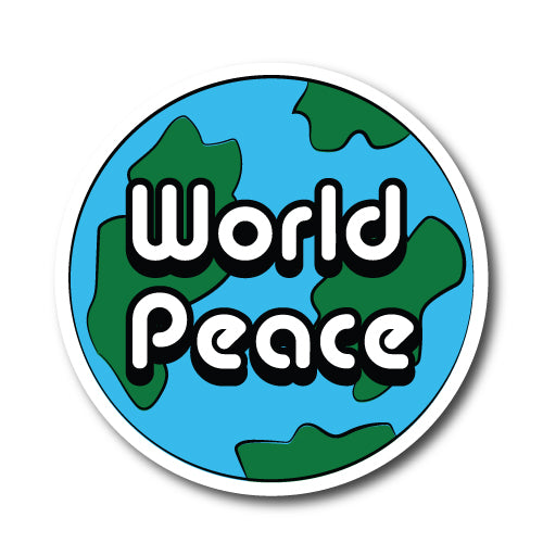 World Peace White Sticker | Cute Stickers - Sticker Collective