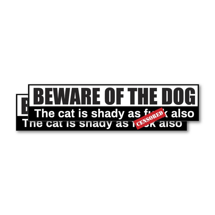 2X Beware Of Dog Cat Sticker Decal