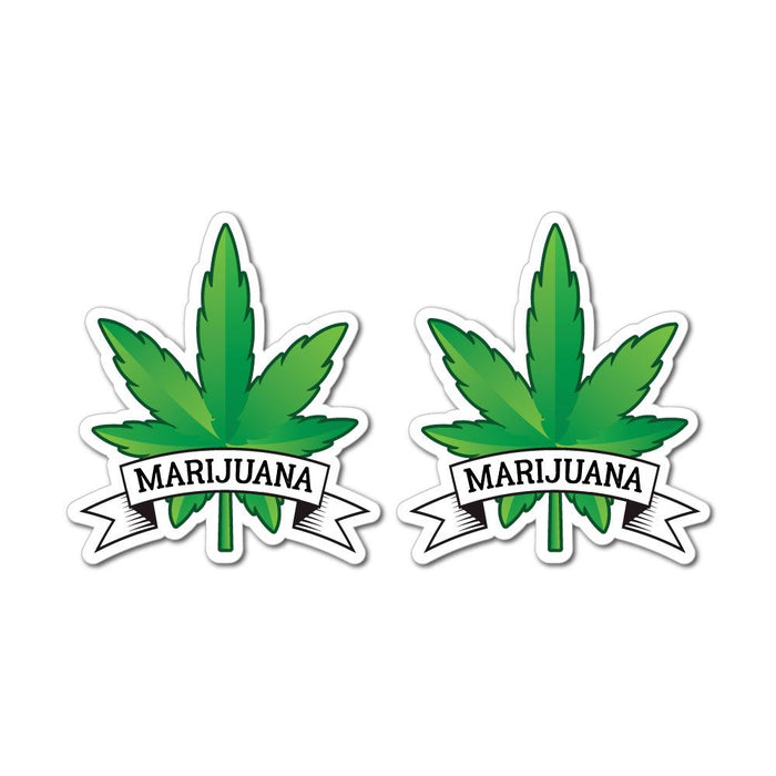 2X Marijuana Leaf Sticker Decal