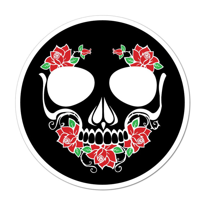 Skeleton Roses Sugar Skull Red Guns Dark Car Sticker Decal
