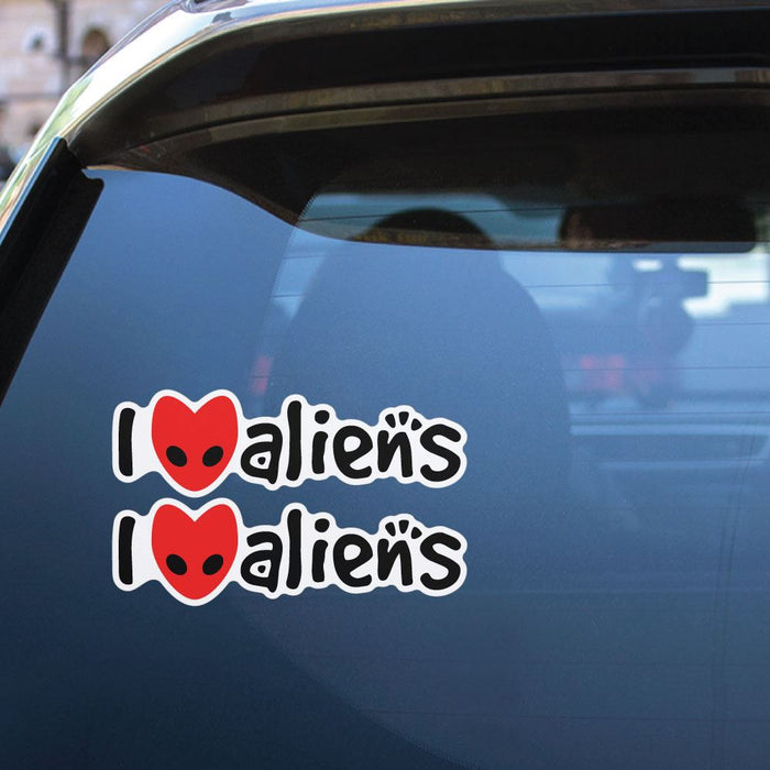 2X I Love Aliens Sticker Decal