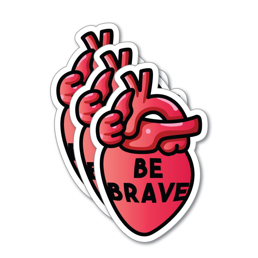 3X Be Brave Hearted Sticker Decal | Trending Stickers - Sticker Collective