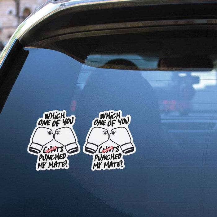 2X Punched My Mate Sticker Decal
