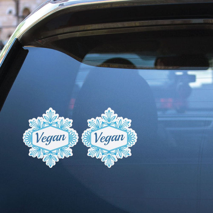 Vegan Snowflake Badge X2 Sticker Decal