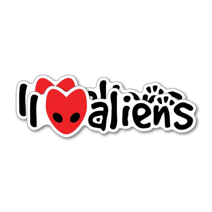 2X I Love Aliens Sticker Decal