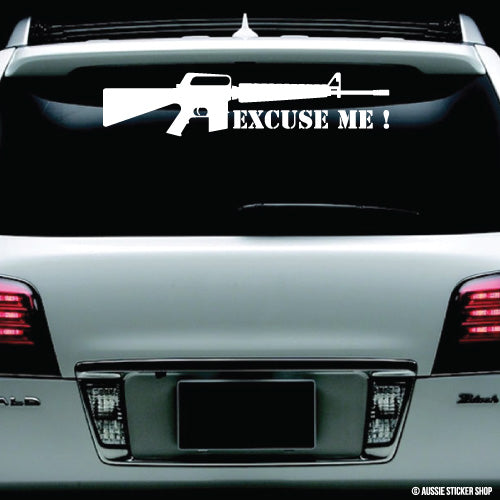 Hunting M16 Excuse Me Windshield Sticker