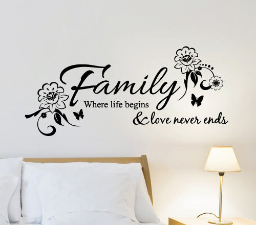 Family Where Life Begins Butterfly Wall Sticker