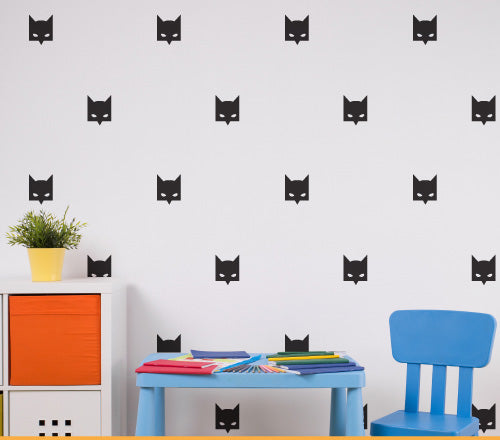 Pattern Superhero Bat Masks (Set Of 30) Wall Sticker