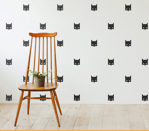 Pattern Superhero Bat Masks (Set Of 30) Wall Sticker