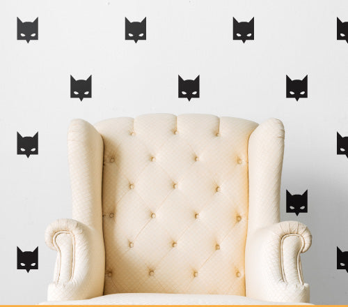 Pattern Superhero Bat Masks (Set Of 30) Wall Sticker