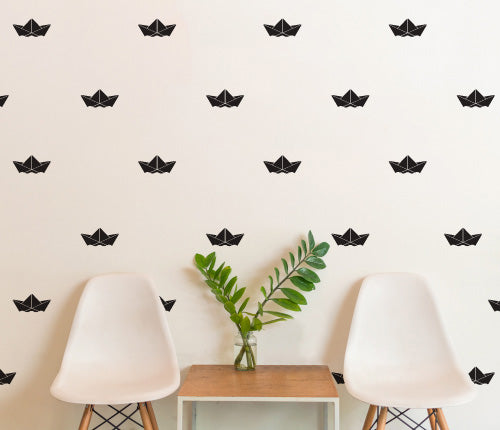 Pattern Paper Boat (Set Of 34) Wall Sticker