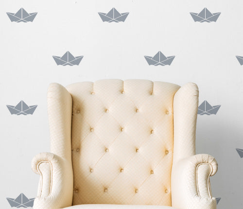 Pattern Paper Boat (Set Of 34) Wall Sticker