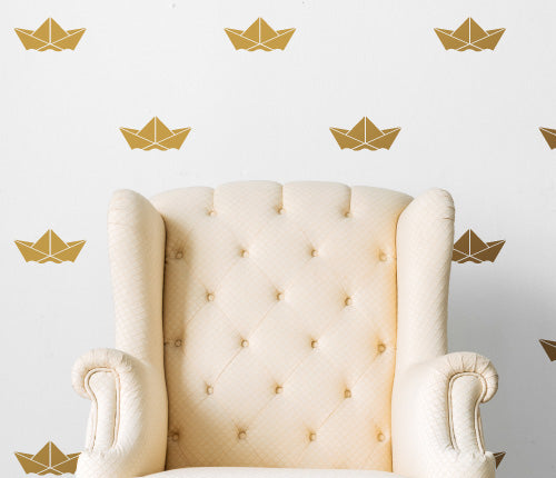Pattern Paper Boat (Set Of 34) Wall Sticker