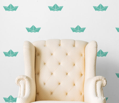 Pattern Paper Boat (Set Of 34) Wall Sticker