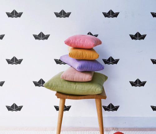 Pattern Paper Boat (Set Of 34) Wall Sticker