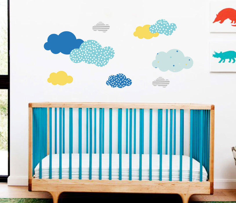 Pattern Cloud Blue And Yellow (Set Of 9) Wall Sticker
