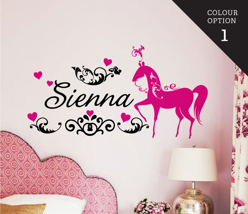 Custom Name Horse With Heart Wall Sticker