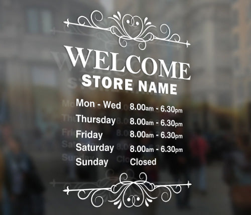 Custom Opening Trading Hours Wall Vintage Sticker