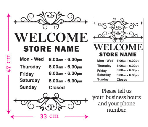 Custom Opening Trading Hours Wall Vintage Sticker
